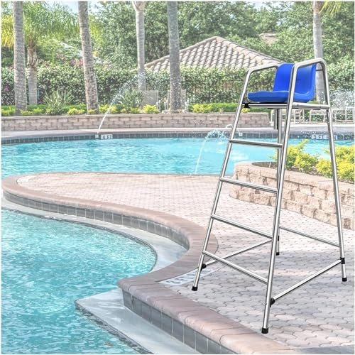 SAFWELAU Taburete alto Escalera 1,2 1,5 1,8 m de alto Silla de árbitro de voleibol de tenis de mesa para entrenadores árbitros, Equipos de salvamento de acero inoxidable con asiento cómodo(71in/180cm/