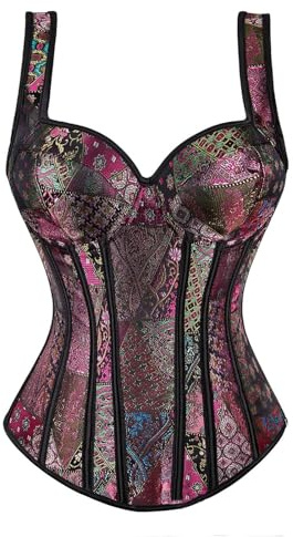 riou Bustier Corsé Top para Mujer Corset Mujer para Vestir Gótico Corpiño De Encaje Lencería Steampunk Brocado Encaje Corset Ballet Clasico Brocado para Party Navidad Halloween Carnival
