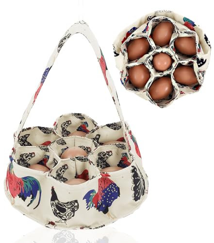 Mini Eiersammelkorb Mit 7 Beuteln, Eier Sammelkorb, Strapazierfähige Segeltuch Eierkörbe Für Frische Eier, Tragbare Eier-Sammelkorb Für Hausfrau Hühnereier Familiengarten Bauernhöfe Korb