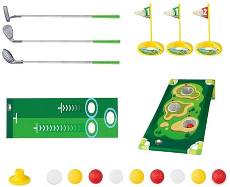 Golfspielzeugset für Kinder,Golfspielzeugset für Kinder | Verstellbarer Golfschläger, einziehbares Golfspielzeug mit Putting-Matte | Lustige Sportspielzeug-Golfspiele mit Übungsloch für und Mädchen