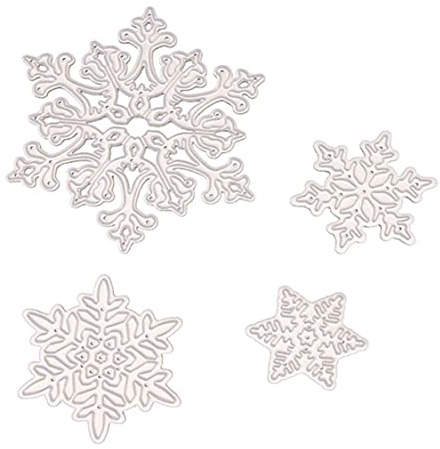 Plantillas de estampado de copos de nieve | Troqueles de metal de copo de nieve Plantillas navideñas Plantilla de tarjeta de álbum en relieve Manualidades DIY Plata para álbumes de recortes 4 piezas