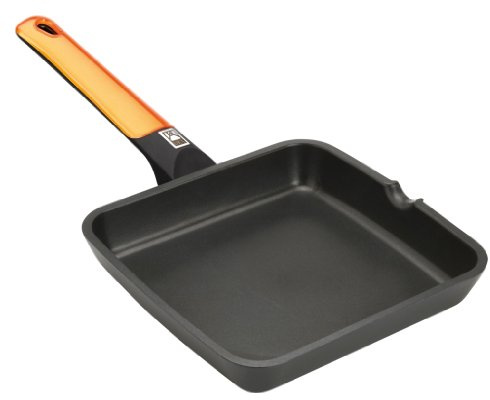 BRA Efficient Orange Grill asador liso, 22 cm, aluminio fundido con antiadherente Platinum Plus, apto para inducción