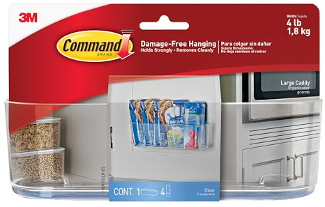 Command Large Caddy, Holds up to 4 lb, 8.6 x 3.1 x 3, 1 Caddy with 4 Strips, Damage-Free Organization Wall Mount to Cabinet, Kitchen, Pantry, Closet, or Under Sink