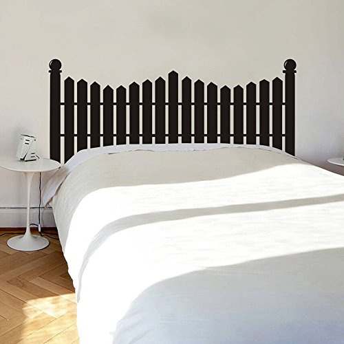 MairGwall Headboard Wall Decal Picket Fence Wall Sticker Bed Vinyl £¨NOT Real Headboard (Black, Queen)