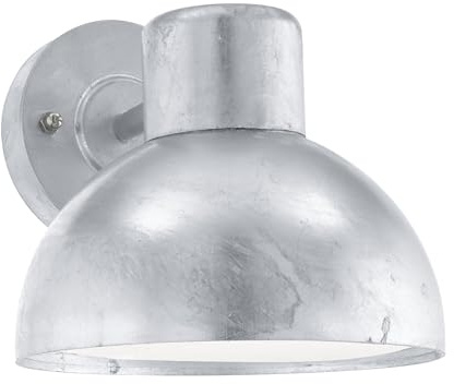EGLO Utomhusvägglampa Entrimo, 1-lågig utomhusbelysning | vägglampa i varmförzinkat stål, färg: silver, sockel: E27, IP44