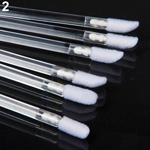 50 Stück Einweg-Kosmetik-Lippenpinsel, Lippenstift, Glanzstäbe, Applikator, Make-up-Werkzeug (weiß)
