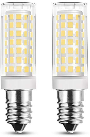 RAYHOO 2pcs E14 Base LED Light Bulbs 8W LED Light Equivalent to 60W Incandescent Bulb, E14 European Base Bulb, 88-2835-SMD LED Chipsets, Not Dimmable,110-130V, Warm White 2800-3200K, 550LM
