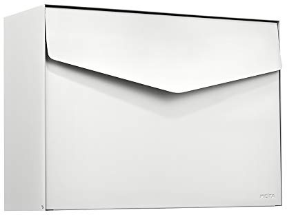 MEFA by Renz Briefkasten Letter 111 (Farbe weiß, Postkasten mit Sicherheitsschloss, Brief Design, Größe 312x430x178 mm) 111020M