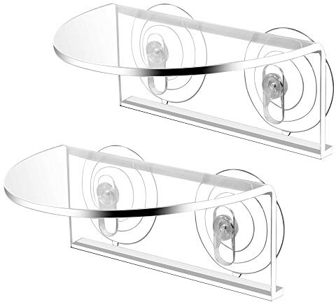 SLSON 2Pack Aquarium Shelf,Transparent Acrylic Ledge Plants Holder for Substrate and Live Plants,with Strong Suction Cups for Fish Tank Multi-layer Decorations