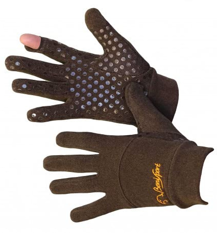 Guantes de montañana Finos Antideslizantes de Color Marron, Dedo Fuera - Outdoor | Tiro | Caza (L)
