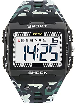 BEN NEVIS Orologio digitale da uomo con allarme, cronometro, calendario, illuminazione, 5 ATM impermeabile, orologio sportivo digitale con cinturino in silicone per uomo regalo