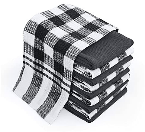 Chef Pomodoro Geschirrtücher, Geschirrtücher Baumwolle, Küchentücher, Geschirrtücher Schwarz, Kitchen Towel, Küchenhandtucher, Premium Qualität Trockentücher, 10er Set, ‎63.5 x 38.cm