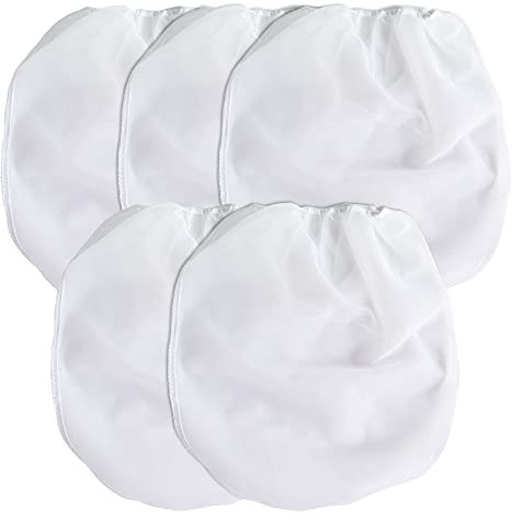 CLVPAI Weiße Feine Netz-Siebbeutel-5 Stück 2 Gallone Lackfilter Lacksiebe,Eimer elastische Öffnung Siebbeutel,für die Filtration von Flüssigkeiten wie Farbe(38 * 42cm)