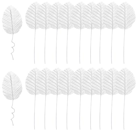PATIKIL Foglie Artificiali in Argento con Steli, 20pz Foglia Finta di Seta con Foglie Finte per Decorazioni Fai da Te Matrimoni Bouquet Ghirlande Feste