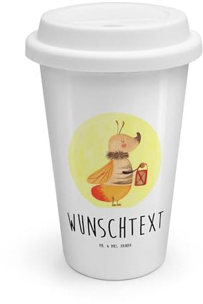 Mr. & Mrs. Panda Personalisierter To Go Becher Glühwürmchen - Personalisierte Geschenke, Leuchten, Liebe, Heiratsantrag, Mehrwegbecher Personalisiert, Liebesspruch, lustige Sprüche, Verlobung