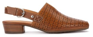 Pikolinos Alameda Zapatos Tacón Mujer | en Cuero | Hebilla | Tacón Medio | Marrón Claro