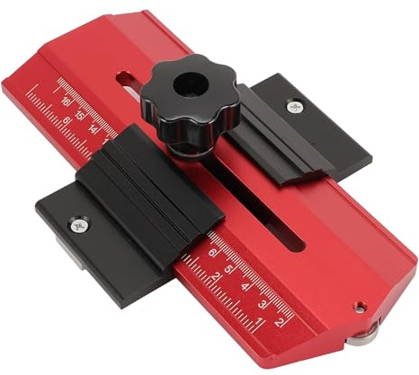 Tunn Rip Jig, Bordssåg Jig Guide för Upprepade Smala Remsor, Rostfritt Stål Träbearbetningsverktyg Kompatibel med Bordssåg Bandsåg Fräsbord, Exakt Kapning (Röd)