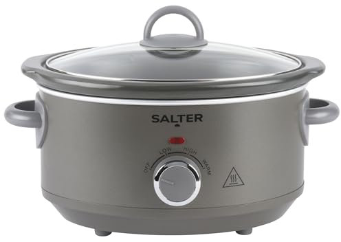 Salter Cosmos 3.5 L Slow Cooker – 3 Heat Settings, Dishwasher Safe Removable Ceramic Pot, Tempered Glass Lid, Family Batch Cooking, Cool-Touch Handles, Keep Warm, Stews, Casseroles, 200W, EK6249