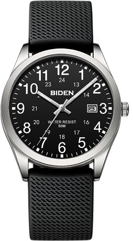 LN LENQIN Mens Watches Analog Quartz Watch for Men Outdoor Sport Watch Luminous Fashion Casual Waterproof Men's Wrist Watches with Date and Silicone Band (Silver Black)