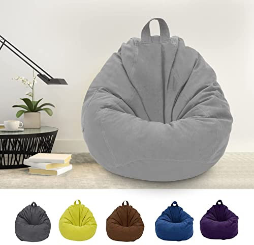 CROWNSHOP Bean Bag Chair Cover, 80x90cm Lazy Beanbag Chair Without Filling, Bean Bags Cover for adult Outdoor and Indoor Relaxation, Lounge Chair, Bedroom Cushion (light gray)