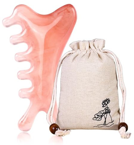 COYUN 1 Pettine da massaggio con denti larghi, massaggiatore facciale in pelle, strumento Gua Sha, pettine per rilassamento testa