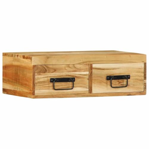 BOWEKAM Gabinetes y estantes de almacenamiento de medios de almacenamiento, armario de TV montado en la pared, 60 x 30 x 19 cm, madera maciza de acacia