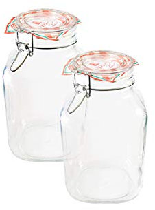 Bormioli Fido 203390, vasetto in Vetro con Chiusura a Leva, Originale, 2 l