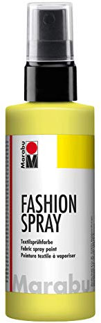 Marabu 17190050020 - Fashion Spray zitron 100 ml, Textilsprühfarbe, m. Pumpzerstäuber, für helle Textilien, weicher Griff, einfache Fixierung, waschbeständig bis 40°C, tolle Effekte auf Stoff