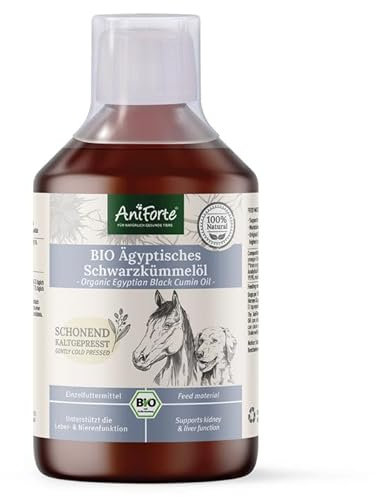 AniForte Bio Ägyptisches Schwarzkümmelöl für Hunde & Pferde 500ml - Kaltgepresstes, natürliches Schwarzkümmel Öl, Barf Zusatz in Premium Qualität, Recyclebare Verpackung