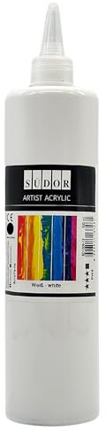 SÜDOR Acrylfarbe 500 ml – Geeignet für Acryl-Pouring. Hochpigmentierte, deckende Künstler-Malfarbe zum Bemalen auf Holz, Leinwand, Stein, Papier, Stoff & Metall – Vegan (Weiß)