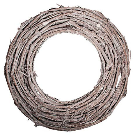 Rayher 65271505 Rebenkranz weiß gewischt, 30 cm Ø, natur, flach, Höhe 2 cm, Dekokranz, Tischkranz, Adventskranz, Türkranz, Kranz aus Zweigen, Naturkranz, Wandkranz