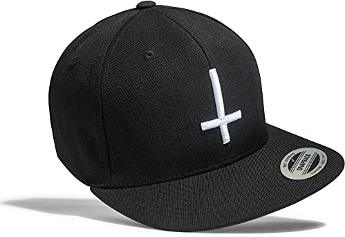 Baddery Cap Flexfit Snapback – Petruskreuz – 3D-stick – metallkeps för män och kvinnor, Svart-vitt, one size