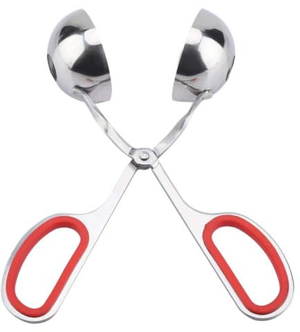 Agatige Nonstick Meatball Maker, Stainless Steel Meat Baller Ice Tongs Cake Pop Roller, Meat Ball Maker Mold Cookie Dough Scoop Meatball Maker Tool for Kitchen Cooking(Red)