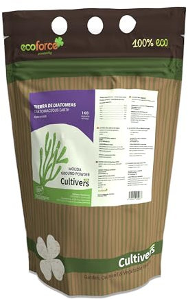 CULTIVERS Tierra de Diatomeas Molida 1  kg Ecológica Natural Certificada ECOCERT de Algas Fosilizadas Sedimentadas con Alta Pureza de Sílice Materia Prima Mineral Molienda.