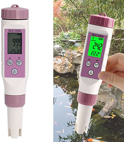 Uadme Digitales PH-Messgerät, 7-in-1-PH-Meter-Tester Bluetooths TDS- EC- ORP- SG- Salinitäts- und Temperaturteststift 0,01 Hohe Genauigkeit für Hydroponik Trinkwasser Schwimmbad Labor Pools Aquarien