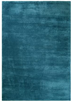 Wecon Home Kuschelig weicher Esprit Hochflor Teppich, bestens geeignet fürs Wohnzimmer, Schlafzimmer und Kinderzimmer LOFT(70 x 140 cm, Petrol türkis)