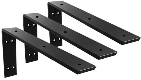 Robuste Wandhalterung aus schwarzem Granit, 0,95 cm dick, 50,8 x 20,3 x 6,3 cm, Regal-L-Halterung, 3 Stück, geeignet für Quarz, Granit, Holz, Beton, Laminat-Arbeitsplatten