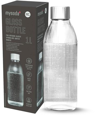 Mysoda Glasflasche KOMPATIBEL NUR MIT Mysoda Glassy Wassersprudler, 1 Liter