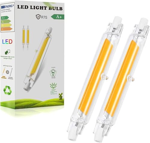R7S LED 118mm Dimmbar 20W Lampe, R7S LED 118mm Leuchtmittel, Warmweiß 3000K Glühbirne, Ersatz für 200W R7S Halogenlampen, COB LED Birnen 2000LM, Kein Flackern, 360° Strahlbeleuchtung, 2pcs