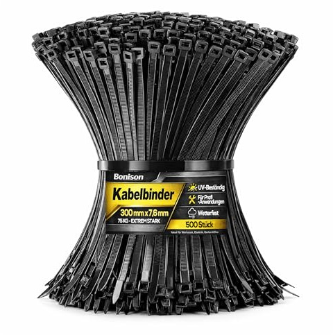 500 Pack 12 Inch Heavy Duty Zip Ties 120 lb, Black Industrial Cable Ties UV Resistant Nylon for Indoor Outdoor, Self Locking Wire Ties for Electrical Garden Automotive Workshop