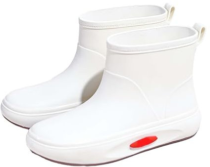 SRTUMEY Rain Boots for Women Women's Rain Slip Casual Shoes Short Ankle Boots Outdoor Fashion Women's Casual Shoes Ladies Wellington Size 6 White