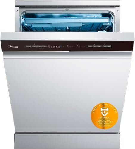 Midea Lavavajillas 45 cm+++ Inox para 10 servicios - Lavaplatos libre instalación - Compacto con 8 Programas de Lavado integrable - Filtro Antibacterias y Programación Horaria Nuevo Modelo