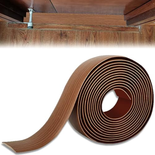Profilé de transition autocollant - 4 cm - En vinyle - Grain de bois marron - Barre de transition - Profilé de sol stratifié - Rail de transition - Profilé de sol à coller pour carrelage, stratifié et