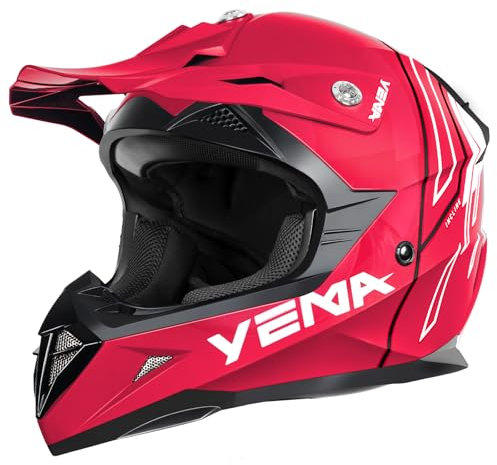 Motorradhelm Cross Mann ECE Homologiert-YEMA YM-915 Integralhelm DH Enduro Frau Quad Motocross Erwachsene