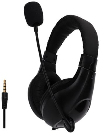 Hkfgdjdl Casque audio réglable avec microphone antibruit 3,5 mm pour jeux et bureau, son clair