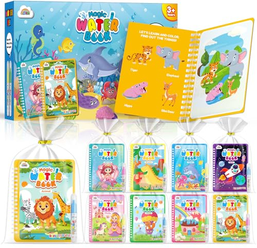 ZMLM 24 Libros de Colorear Magico Agua, Reutilizable Libro Colorear para 3-5 Años Detalles Cumpleaños Niños - Bolsitas cumpleaños infantiles - Regalos Cumpleaños Niños Colegio (Clásico)