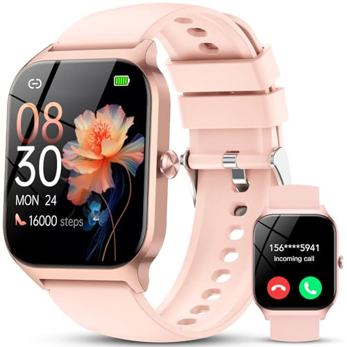 Reloj Inteligente Mujer Hombre,1.85 HD Smartwatch con Llamadas y Voz de Al,WhatsApp Notificaciones, Smart Watch con Podómetro/Pulsómetro/Monitor de Sueño,115+ Modos Deportes, IP68 Impermeable Rosa