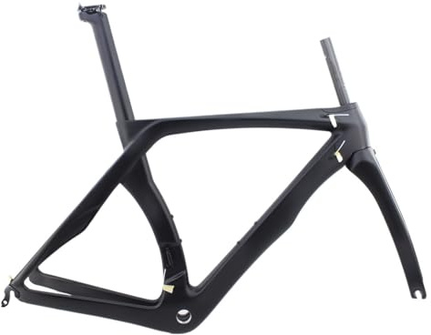 Genérico Bicicleta de Carretera Carreras 700C Negra con Cuadro, Horquilla y tija sillín Fibra Carbono(Gloss One Hole,XS)
