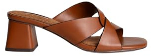 Corina Sandalia de Tacón Cuadrado, Color Cuero, Tiras Cruzadas, Estilo Mule, Modelo M6306