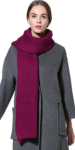 NEOSAN Women Men Winter Thick Cable Knit Wrap Chunky Warm Scarf Plum Hor